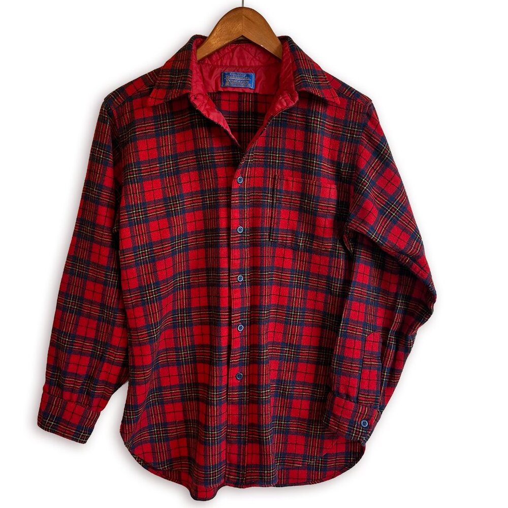 Pendleton Men's Vintage Tartan Plaid Flannel 100% Wool Size M Classic Outdoors